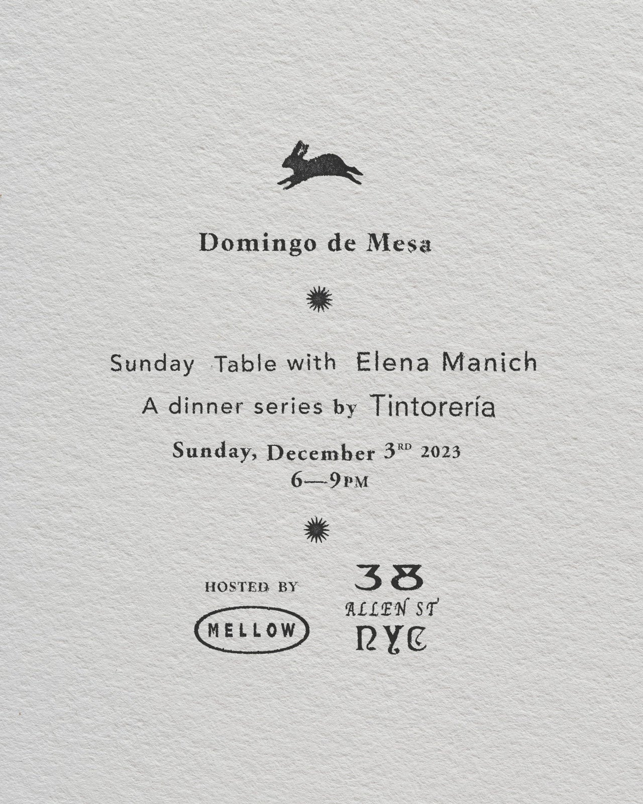 Domingo de Mesa at Mellow    (Dinner Only)