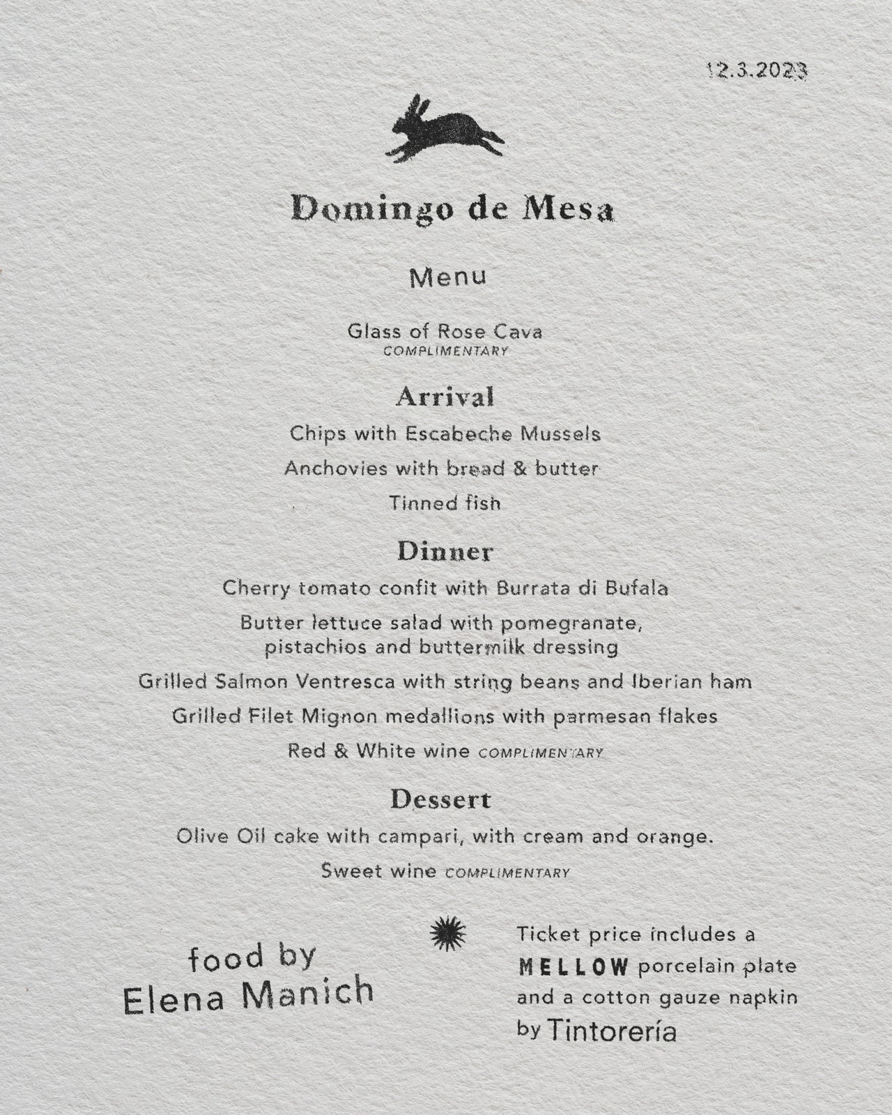 Domingo de Mesa at Mellow          (Dinner + Gift)